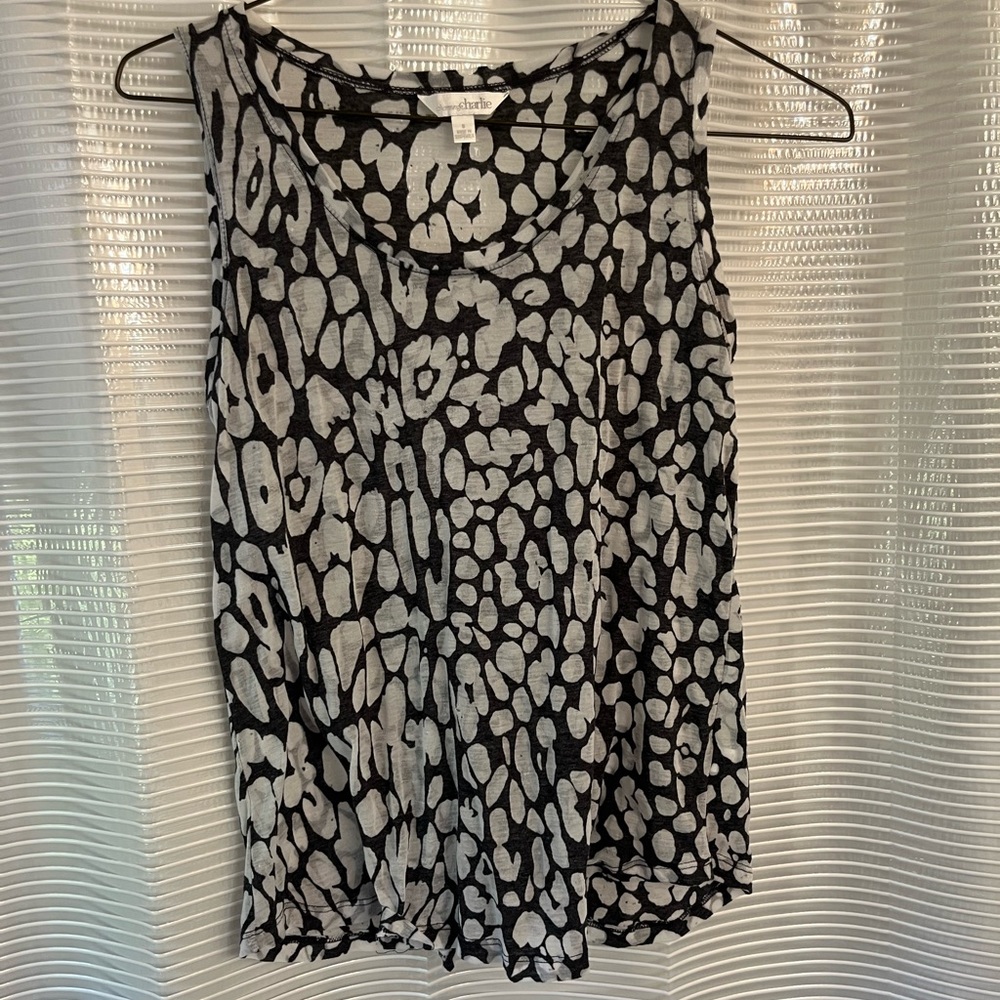 Black and White Cheetah Tang Top